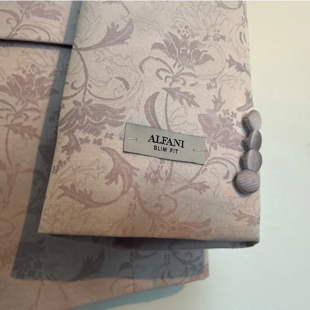 NWT Alfani Slim Fit Sport Coat Blazer Light Pink Floral Jacquard, Men's 42R - Picture 4 of 10